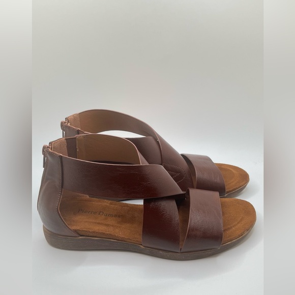 Pierre Dumas Women's Kori Faux Leather Dark Brown Flat Sandals Size 9 - Picture 2 of 14
